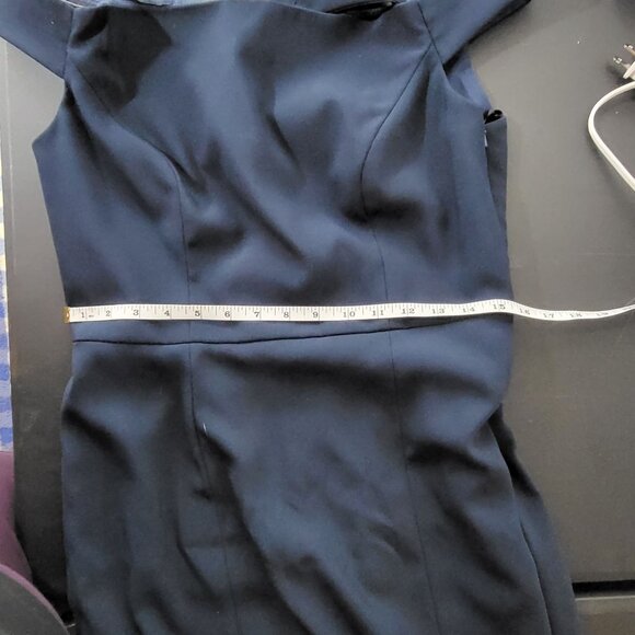 Dessy Collection Vivian Diamond Blue Crepe Bridesmaids Dress Size 10 3040 Bow - Picture 9 of 12